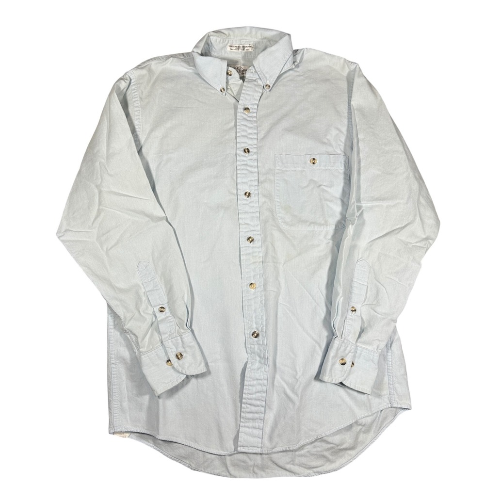 Vintage Chambray Sears Men‎ 15.5 32/33 Blue Cotton Oxford Button Down Shirt
